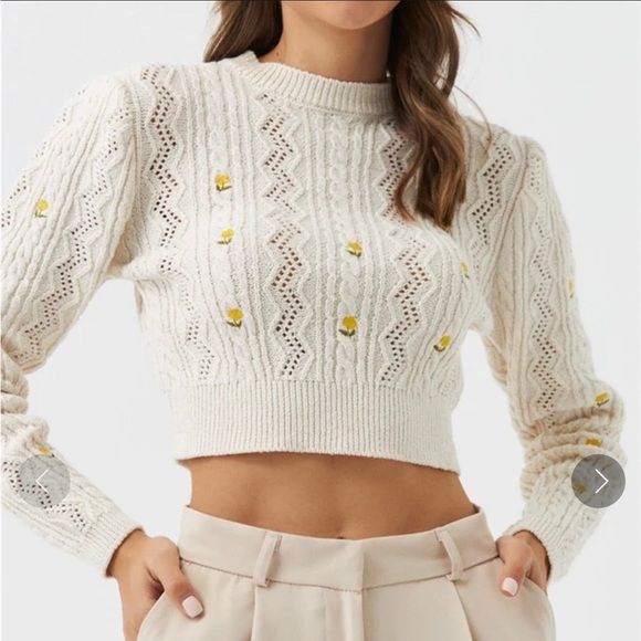 Zara Sweaters - Zara floral embroidered knit sweater